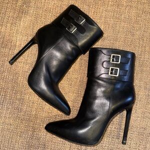 Saint Laurent Black Leather Ankle Boots